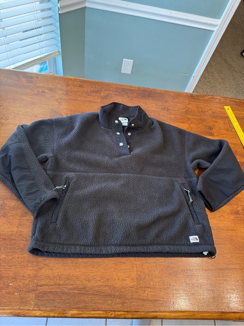 The North Face Cragmont Fleece 1/4 Snap Pullover Jacket Black Large EUC womens